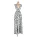 Proenza Schouler Cocktail Dress - A-Line Plunge Sleeveless: Silver Print Dresses - Women's Size 8