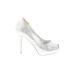 Audrey Brooke Heels: Pumps Stilleto Formal Silver Solid Shoes - Women's Size 8 - Round Toe