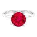 Rosec Jewels 2.75 CT Lab Created Ruby Ring, Created Ruby Solitaire Ring, Created Ruby Gold Ring for Women (9 MM Round Cut Lab Created Ruby), White Gold, Size:S