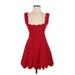 Nasty Gal Inc. Casual Dress - Party Plunge Sleeveless: Red Print Dresses - Women's Size Small