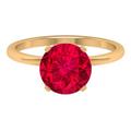 Rosec Jewels 2.75 CT Lab Created Ruby Ring, Created Ruby Solitaire Ring, Created Ruby Gold Ring for Women (9 MM Round Cut Lab Created Ruby), Yellow Gold, Size:N