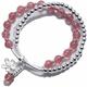 Bracelet S925 Sterling Silver Flower Ball Bead Bracelet Women Double Strawberry Crystal Sweet Pink Crystal Light Balls Skill S2513, Bracelet, 925 sterling silver