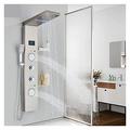 Shower System Brushed LED Light LCD Shower Faucet Bathroom SPA Massage Jet Shower Column System Waterfall Rain Shower Panel with Shelf Tap (Color : Black Bronze A, Size : 1),Sprinkler