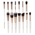 Dessines Make-Up Brush Set, 14 Pieces, Eye Brush and Powder Brush, Vegan Brush, Makeup Brush Set (Natural Wood Set, Cream White)