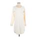 James Perse Casual Dress - Shift Scoop Neck Long sleeves: Ivory Print Dresses - Women's Size Small