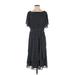 Ann Taylor Casual Dress - Midi Boatneck Short sleeves: Black Dresses - Women's Size Medium