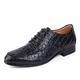 New Formal Oxford Shoes for Men Lace Up Crocodile Embossed Apron Toe Derby Shoes Leather Low Top Slip Resistant Block Heel Rubber Sole Prom (Color : Black, Size : 11 UK)