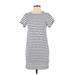 Universal Thread Casual Dress - Mini High Neck Short sleeves: White Print Dresses - Women's Size X-Small