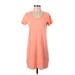 Universal Thread Casual Dress - Shift Scoop Neck Short sleeves: Orange Solid Dresses - Women's Size X-Small