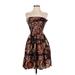 Speed Control Casual Dress - Mini Open Neckline Sleeveless: Brown Dresses - Women's Size Small