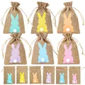 Sacs cadeaux en toile de jute lapin de Pâques avec ficelle de proximité sacs à bonbons en lin sacs