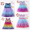 Robe Tutu en Fibre Polyester pour Fille de 3 à 7 Ans Tenue Sirène d'Été Longueur aux Genoux