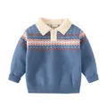 Blu Polo maglioni ragazzi bambino Pullover bambini maglia indossare vestiti per bambini in cotone