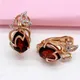 585 purple gold inlaid geometric water drop ruby earrings for women 14K rose gold plated crystal