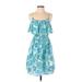 Lilly Pulitzer For Target Casual Dress - A-Line Cold Shoulder Sleeveless: Blue Dresses - Women's Size X-Small