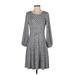 Gap Casual Dress - A-Line Scoop Neck 3/4 sleeves: Gray Dresses - Women's Size Small