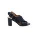 Franco Sarto Heels: Black Solid Shoes - Women's Size 8 - Open Toe