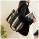 Women's Large Capacity Tote Bag Striped Crossbody Canvas Bag 2023 New Trendy Versatile Class