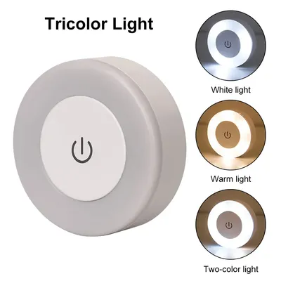 Mini LED Touch Sensor Night Lights USB Rechargeable Kitchen Bedroom Magnetic Base Wall Light Round