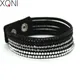 XQNI New Arrival Bangles Fashion Jewelry Crystal Men Leather Bracelets Trendy Mosaic Brand