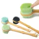 1Pc Silicone Brush Long Head Back Scrubber Shower Brush with Long Wooden Handle Dry Skin Exfoliating