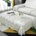 Golden Velvet Tablecloth white Embroidered Luxury Table Dining Table Cover Table Cloth Flower Lace