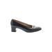 Salvatore Ferragamo Heels: Slip On Chunky Heel Work Black Print Shoes - Women's Size 7 1/2 - Almond Toe