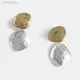 Worn Gold Silver Plating Color Two-tone Earrings For Women Irregular Metal Drop Post Studs Fashion