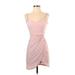 Mi ami Casual Dress - Mini V-Neck Sleeveless: Pink Dresses - Women's Size X-Small