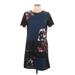 Simply Vera Vera Wang Casual Dress - Mini High Neck Short sleeves: Black Print Dresses - Women's Size Large