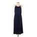 Ann Taylor LOFT Casual Dress - A-Line Scoop Neck Sleeveless: Blue Solid Dresses - Women's Size Large