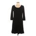 AB Studio Casual Dress - A-Line Scoop Neck 3/4 sleeves: Black Solid Dresses - Women's Size Large