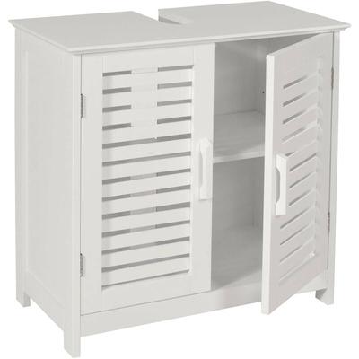 HHG - Waschbeckenunterschrank 370, Badezimmer Unterschrank Badschrank mit Staufach, Bambus mdf Image