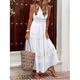 robe blanche Robe casual Robe Évasée Femme robe longue Dentelle Dos Nu Vacances Plage basique Bohème Col V Sans Manches Standard Blanche Jaune Rose Claire S M L XL 2XL