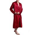 Homme robe Peignoir Robe de soie Kimonos en soie 1 pcs Plein mode Décontractées Confort Intérieur du quotidien Lit Fausse Soie Confort Chaud Col V manche longue Ceinture Incluse Automne Hiver Noir