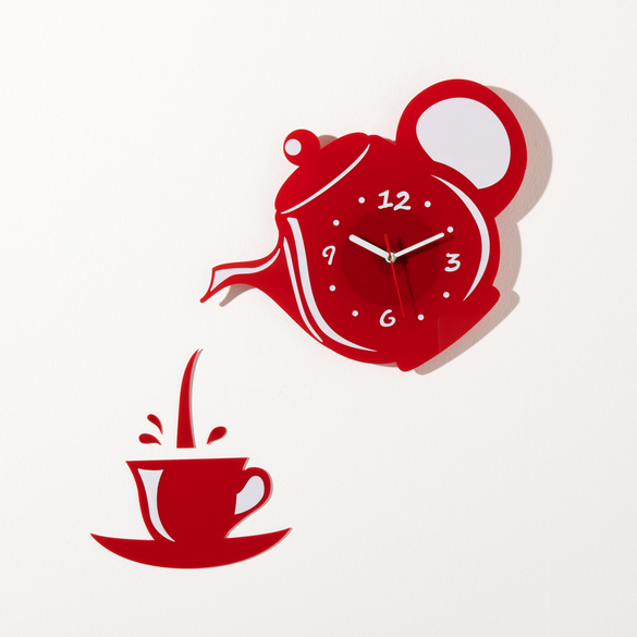 Wanduhr "Kaffeklatsch" rot Image