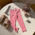 Kids Girls' Cotton Leggings Solid Color Adorable Outdoor 7-13 Years Summer Light Yellow Light Blue Wine Red