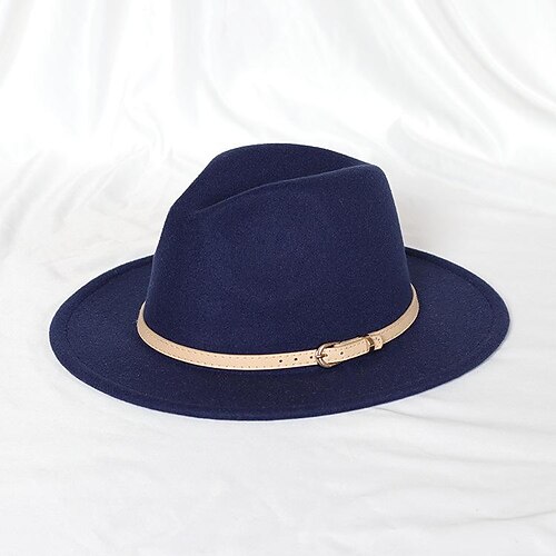 Hüte Wolle / Acryl Fedora-Hut Formal Hochzeit Cocktail Royal Astcot Einfach Mit Pure Farbe Kopfschmuck Kopfbedeckung Image