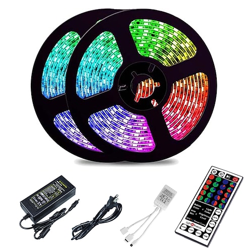 led streifen rgb 10m tiktok lichter 2835 smd 600 led string band 44 schlüssel ir fernbedienung led band band unter schrank schrank dekoration Image