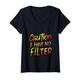 Damen Caution I have no filter. Lustige, coole Humor-Grafik T-Shirt mit V-Ausschnitt