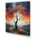 Design Art Colorful Abstraction Baobab Tree I - Tree Baobab Canvas Wall Art Canvas, Cotton in Blue/Orange | 20 H x 12 W x 1 D in | Wayfair