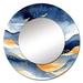 Design Art Dark Blue & Gold Abstract IX - Fractals Large Round Mirror, Metal | 23 H x 23 W x 1 D in | Wayfair MTMIR102031-C23