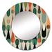 Design Art Retro Abstract Drops X - Modern Geometric Multi-Color Round Mirror, Metal | 23 H x 23 W x 1 D in | Wayfair MTMIR102184-C23