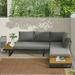 Aluminum Patio Furniture Set Outdoor L-Shaped Sectional Sofa with Plastic Wood Side Table and Soft Cushion Sectional Chat Sofa