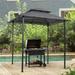 8x5Ft Outdoor Grill Gazebo Grill Gazebo Canopy with Double Tier Soft Top Canopy with Steel Frame Hooks and Bar Counters Outdoor BBQ Gazebo Shelter Patio Canopy Tent Grey