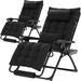 Oversized Zero Gravity Chair Set of 2 29In XL Patio Reclining Chair with Cushion Outdoor Folding Recliner with Pillows|Cup Holder|Foot Rest|Padded Headrest Black Support 500LB