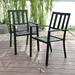 WENZHOU 2 Piece Patio Wrought Iron Dining Seating Chair - Supports 300 LBS (Black)