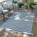 Unique Loom Outdoor Striped Rug 10 0 x 14 0 Rectangle Blue