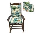 TOPCHANCES Indoor/Outdoor Rocking Chair Cushions Set 2 Piece Tufted Comfortable Cushions for Rocking Chairs with Non-Slip Ties Hawaii