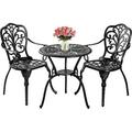 NLIBOOMLife Bistro Set 3 Piece Outdoor Patio Bistro Sets Cast Aluminum Bistro Table Set with Umbrella Hole Rust Resistant Outdoor Bistro Table and Chairs Set for Patio Balcony (Butterfly